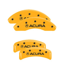 Load image into Gallery viewer, MGP 4 Caliper Covers Engraved Front &amp; Rear Acura Yellow Finish Black Char 2001 Acura TL