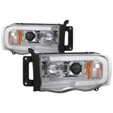 Spyder Dodge Ram 1500 02-05 V2 Projector Headlights - Light Bar DRL - Chrome PRO-YD-DR02V2-LB-C