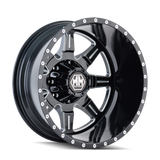 Mayhem 8101 Monstir 19.5x6.75/8x165.1 BP/-143mm Offset/121.3mm Hub Rear Black w/ Milled Spokes Wheel