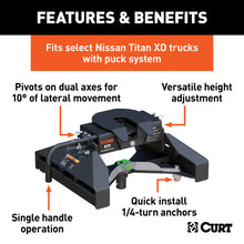 Load image into Gallery viewer, Curt E16 5th Wheel Hitch w/Nissan Titan XD Puck System Legs