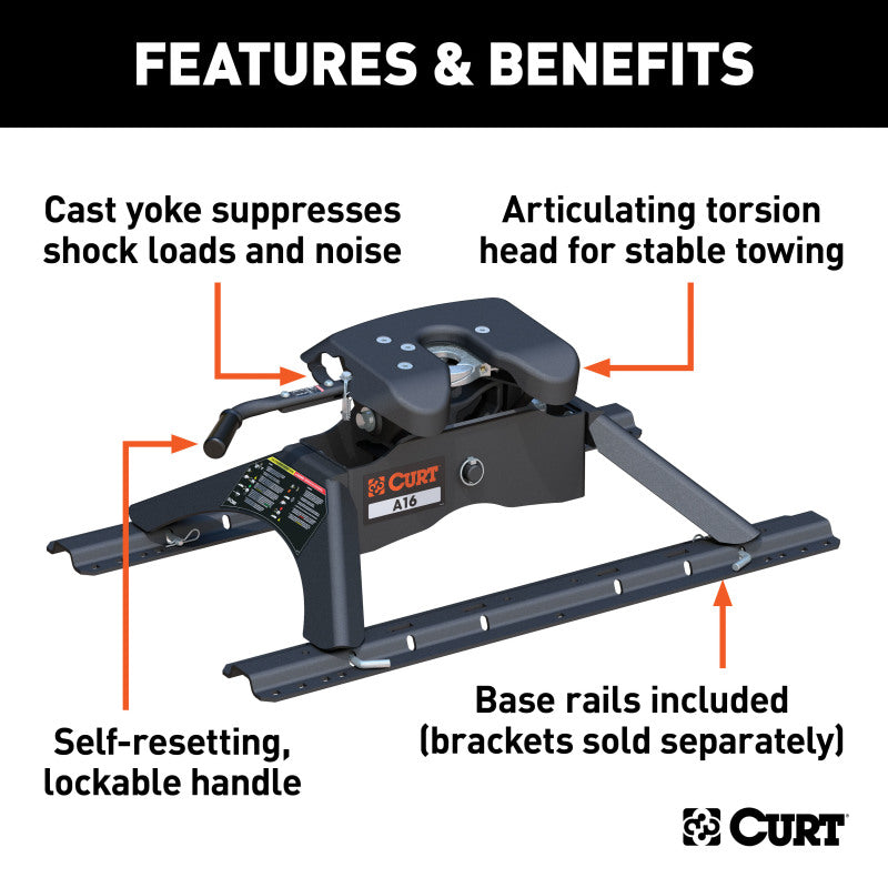 Curt A16 5th Wheel Hitch w/Rails