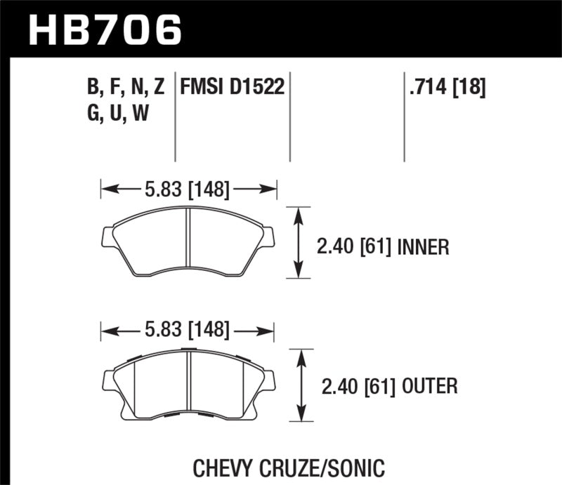 Hawk 11-12 Chevy Cruze Eco/LS/1LT/2LT/LTZ / 12 Sonic LS/LT/LTZ DTC-70 Front Race Brake Pads