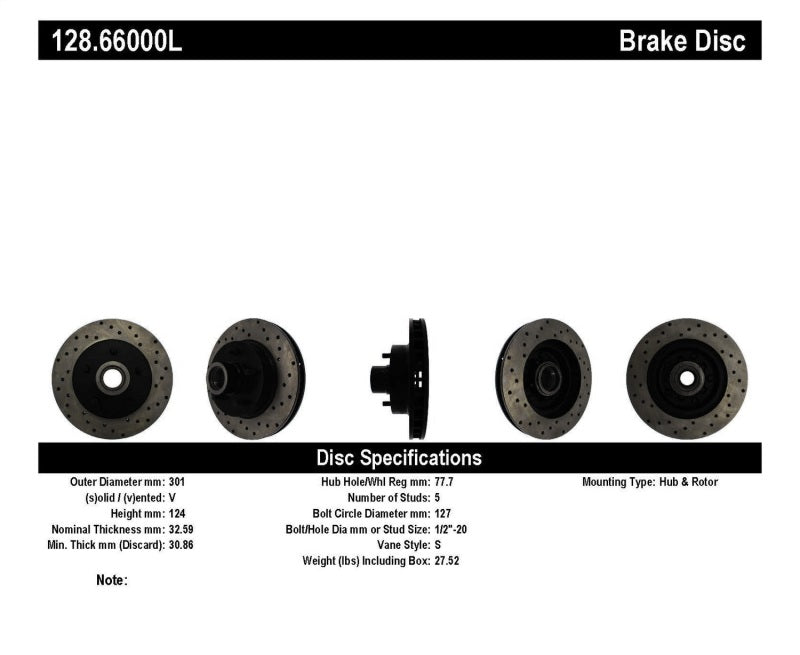 StopTech Drilled Sport Brake Rotor