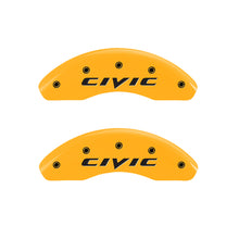 Load image into Gallery viewer, MGP Front set 2 Caliper Covers Engraved Front 2015/Civic Yellow finish black ch