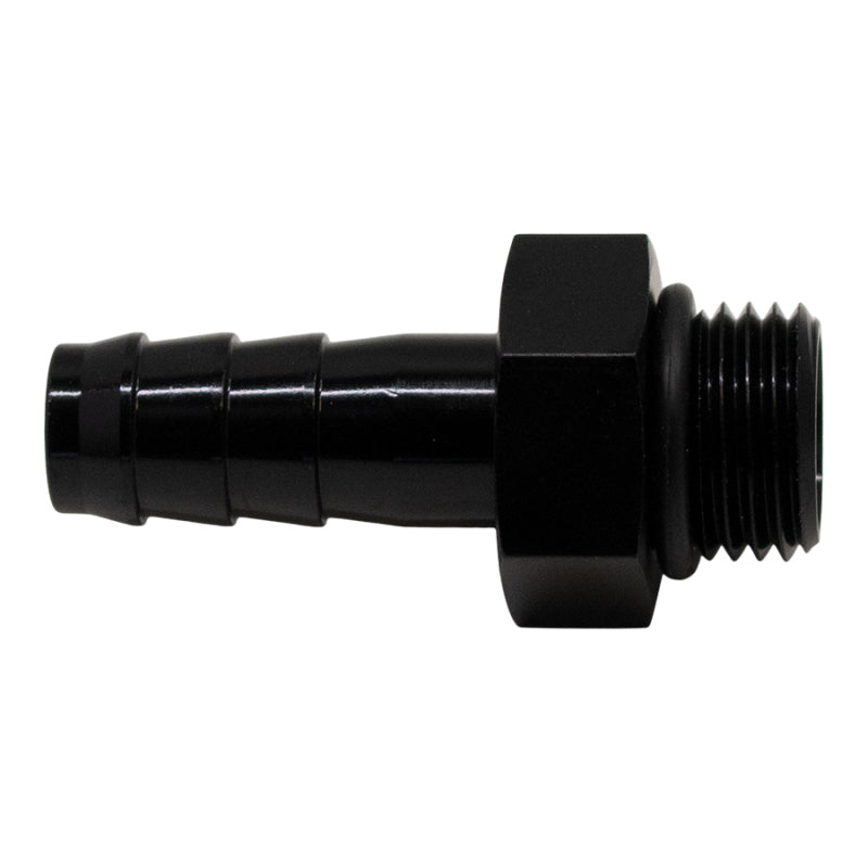 DeatschWerks 6AN ORB Male to 3/8in Male Triple Barb Fitting (Incl O-Ring) - Anodized Matte Black