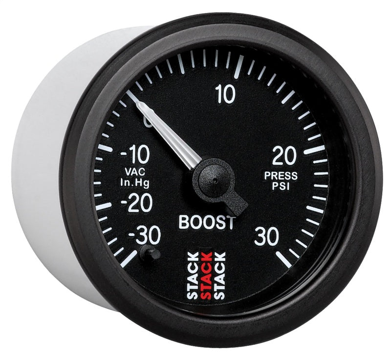 Autometer Stack 52mm -30INHG to +30 PSI (Incl T-Fitting) Pro Stepper Motor Boost Press Gauge - Black