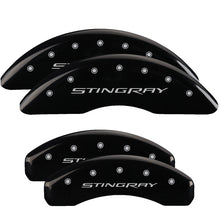 Load image into Gallery viewer, MGP 4 Caliper Covers Engraved Front &amp; Rear Stingray Black finish silver ch