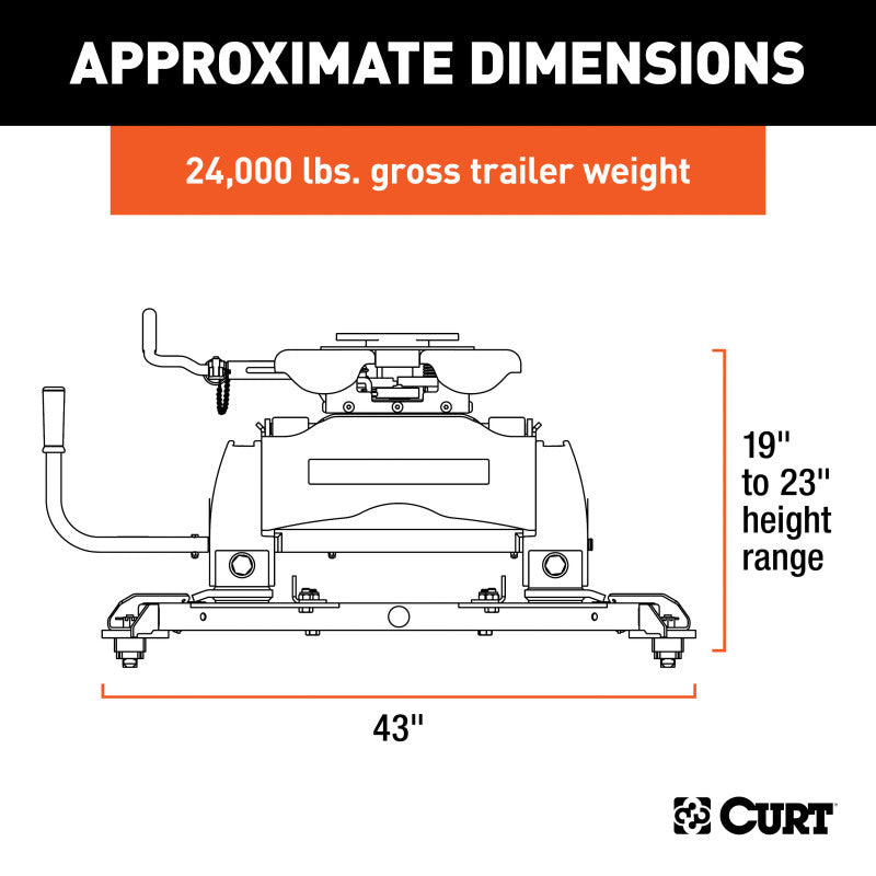 Curt Q24 5th Wheel Hitch w/Roller and Ram Puck System Adapter