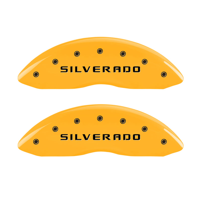 MGP 4 Caliper Covers Engraved Front & Rear Silverado Yellow Finish Black Char 2005 Chevrolet Astro