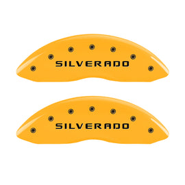 MGP 4 Caliper Covers Engraved Front & Rear Silverado Yellow Finish Black Char 2005 Chevrolet Astro