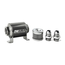Load image into Gallery viewer, DeatschWerks Stainless Steel 10AN 100 Micron Universal Inline Fuel Filter Housing Kit (70mm)