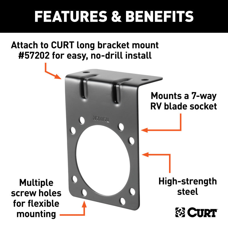 Curt Connector Mounting Bracket for 7-Way RV Blade (Black Packaged)