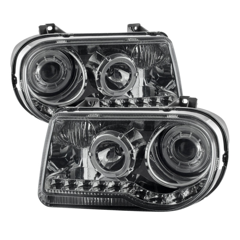 xTune Chrysler 300C 05-10 ( Not 300 ) Halo Projector Headlights Smoke PRO-JH-C300C-LED-SM