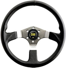Load image into Gallery viewer, OMP Asso Flat Steering Wheel w/ 3 Steel Spokes (350mm) - Large Leather (Black)