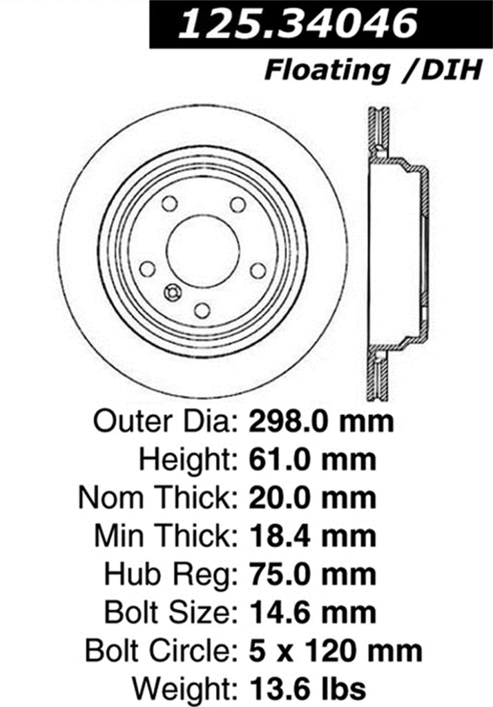 Stoptech 99-00 BMW 528i / 01-03 525i/530i/540i Rear Premium High Carbon Cryo Brake Rotor