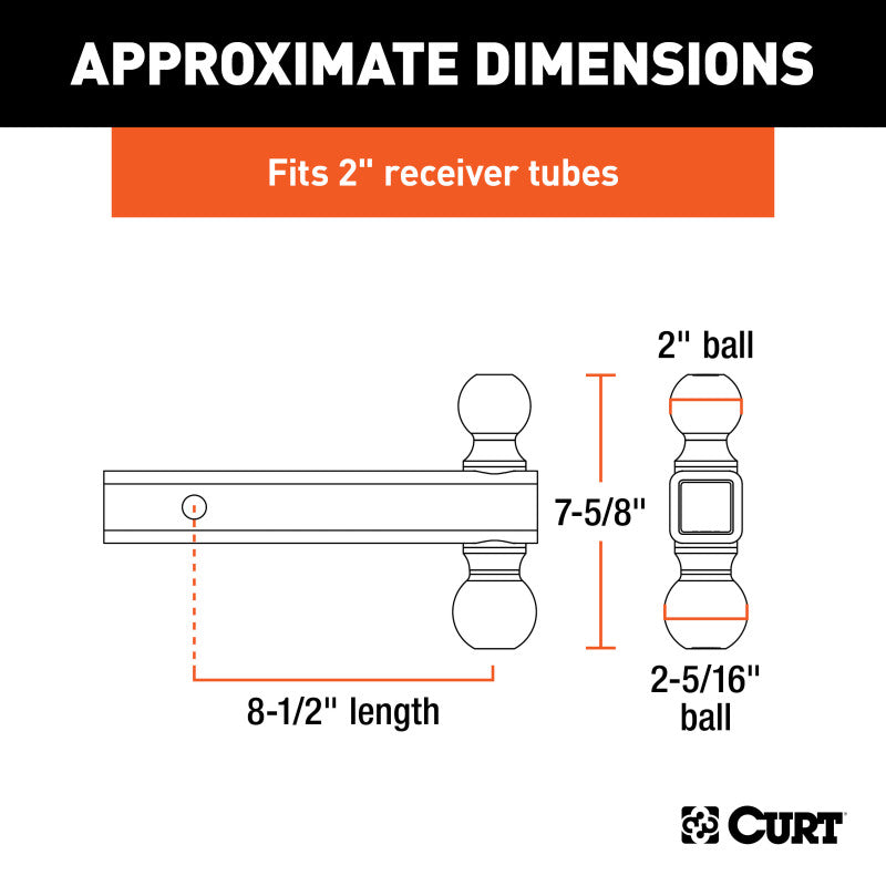 Curt Multi-Ball Mount (2in Solid Shank 2in & 2-5/16in Chrome Balls)