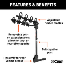 Load image into Gallery viewer, Curt Extendable Hitch-Mounted Bike Rack (2 or 4 Bikes 1-1/4in or 2in Shank)