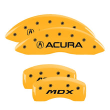 Load image into Gallery viewer, MGP 4 Caliper Covers Engraved Front &amp; Rear Vtech Yellow Finish Black Char 2004 Acura RSX