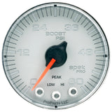 Autometer Spek-Pro Gauge Boost 2 1/16in 60psi Stepper Motor W/Peak & Warn Slvr/Chrm