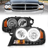 ANZO 1997-2004 Dodge Dakota Crystal Headlights Black 1pc