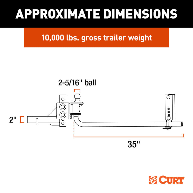 Curt TruTrack 2P Weight Distribution Hitch w/ 2x Sway Control (8000-10000lbs)