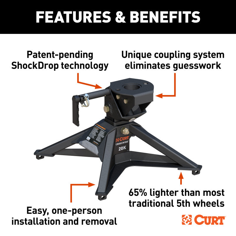 Curt CrossWing Lightweight 5th Wheel Hitch 20k LBS.