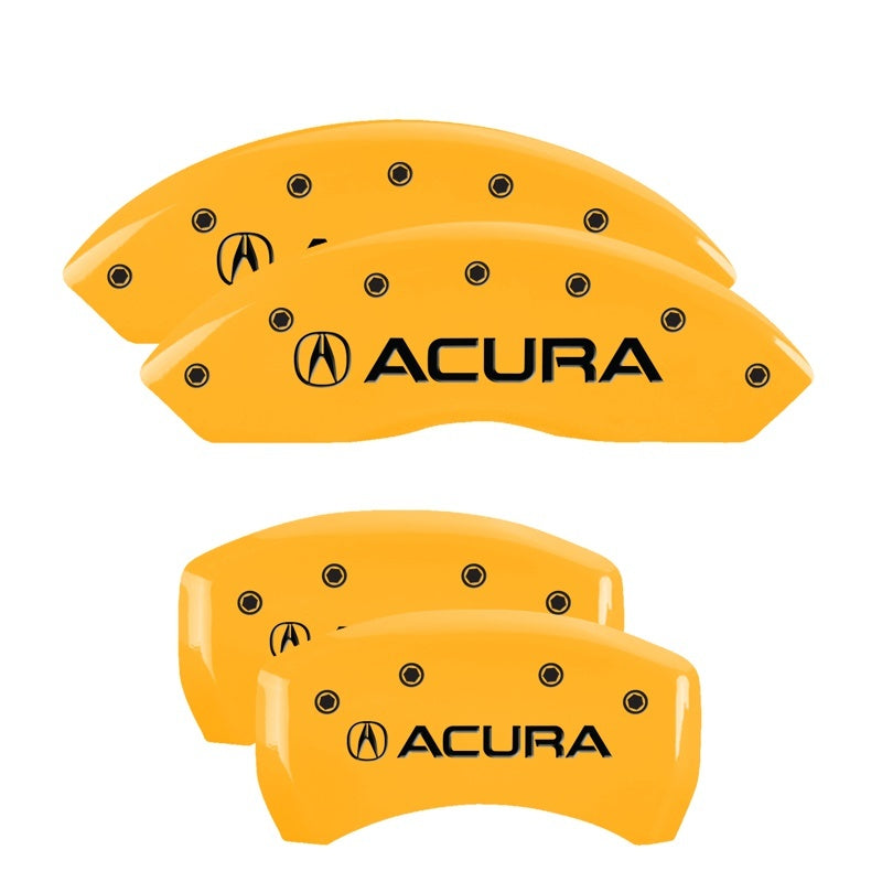 MGP 4 Caliper Covers Engraved Front & Rear Vtech Yellow Finish Black Char 2008 Acura TL