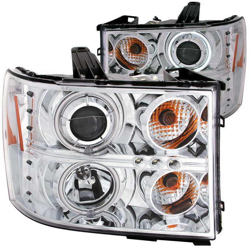 ANZO 2007-2013 Gmc Sierra 1500 Projector Headlights w/ Halo Chrome