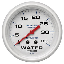 Load image into Gallery viewer, Autometer AutoGage 2-5/8in. / 35 PSI Mechanical Water Press Gauge - Marine White