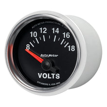 Load image into Gallery viewer, Autometer GS 52mm 8-18 Volts Short Sweep Electronic Voltmeter Gauge