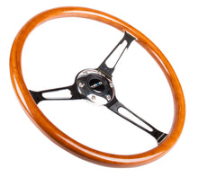 Load image into Gallery viewer, NRG Reinforced Steering Wheel (360mm) Classic Wood Grain w/Chrome Cutout 3-Spoke Center