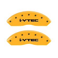 Load image into Gallery viewer, MGP 4 Caliper Covers Engraved Front &amp; Rear I-Vtec Yellow Finish Black Char 2007 Honda Accord