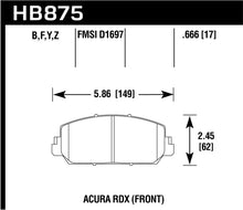 Load image into Gallery viewer, Hawk 14-17 Acura RDX/RLX HPS 5.0 Front Brake Pads ( does not fit civic Type R)