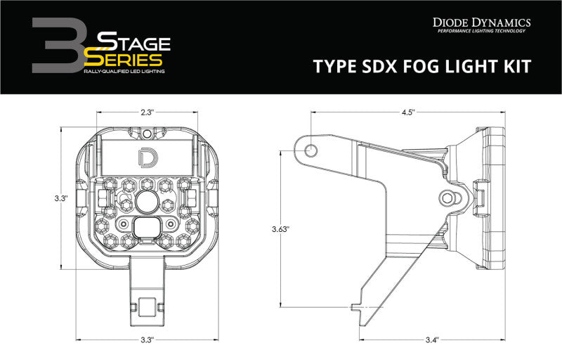 Diode Dynamics SS3 Type SDX LED Fog Light Kit Sport - White SAE Driving