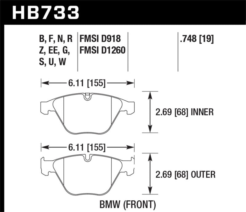 Hawk 11-13 BMW Z4 sDrive35is DTC-70 Race Front Brake Pads