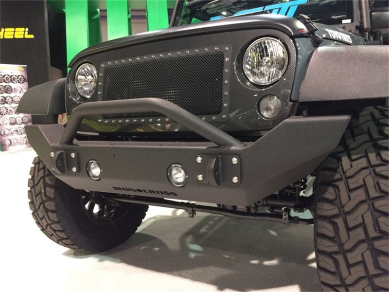 Iron Cross 07-18 Jeep Wrangler JK Stubby Base Front Bumper w/Bar - Matte Black