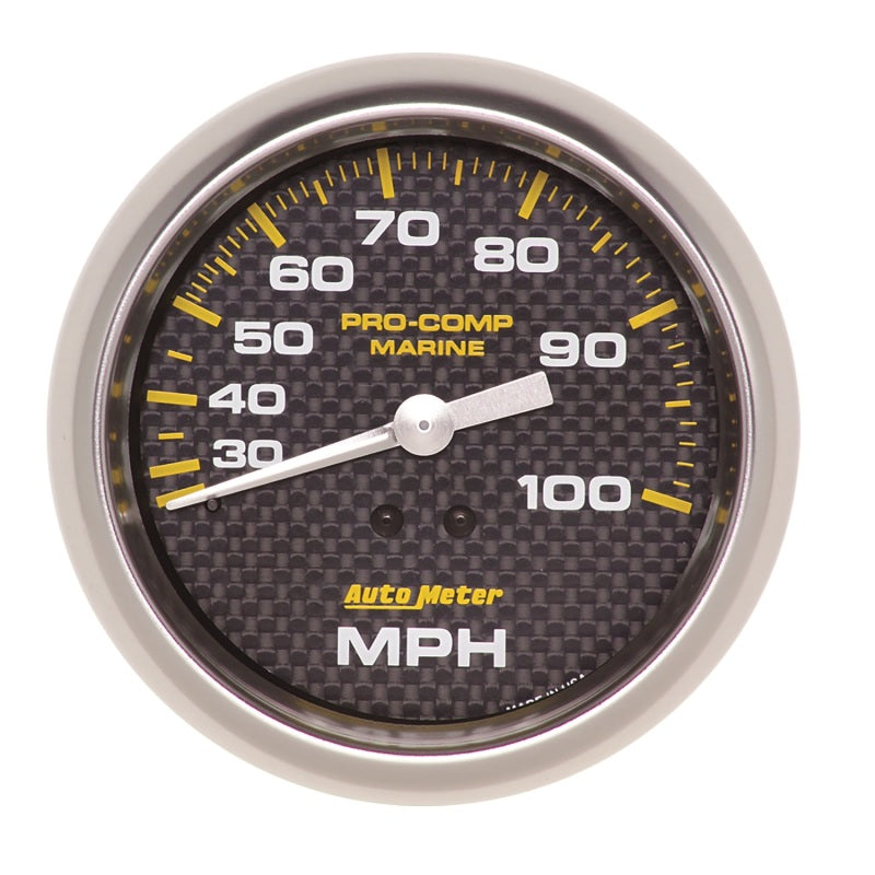 Autometer Marine Carbon Fiber 3-3/8in 100 MPH Mechanical Speedometer Gauge