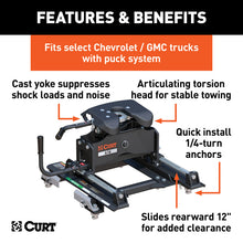 Load image into Gallery viewer, Curt A16 5th Wheel Hitch w/Roller and GM Puck System Adapter