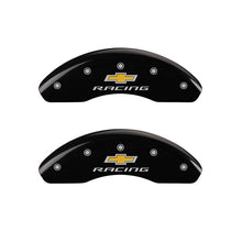 Load image into Gallery viewer, MGP Front set 2 Caliper Covers Engraved Front Chevy racing Black finish silver ch