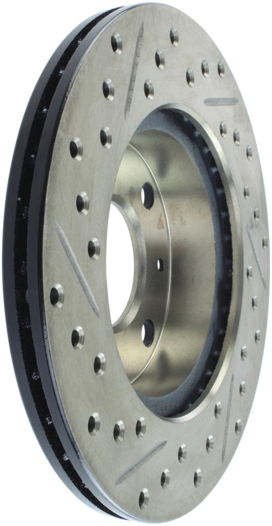 StopTech 90-91 Honda CRX HF 1.5L / 00-06 Honda Insight MIT/CVT Slotted & Drilled Left Front Rotor