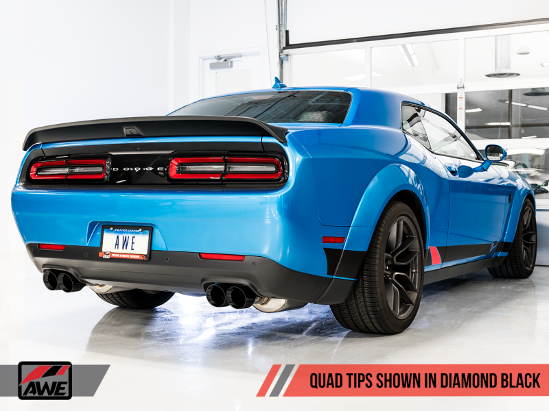 AWE Tuning 2015+ Dodge Challenger 6.4L/6.2L SC Resonated Touring Edition Exhaust - Quad Black Tips