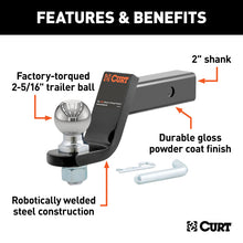 Load image into Gallery viewer, Curt Loaded Ball Mount w/2-5/16in Ball (2in Shank 7500lbs 4in Drop)