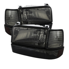 xTune Ford F150/Bronco 92-96 Headlights w/Corner Bumper 6pcs Amber- Smoke HD-JH-FB92-SET-AM-SM