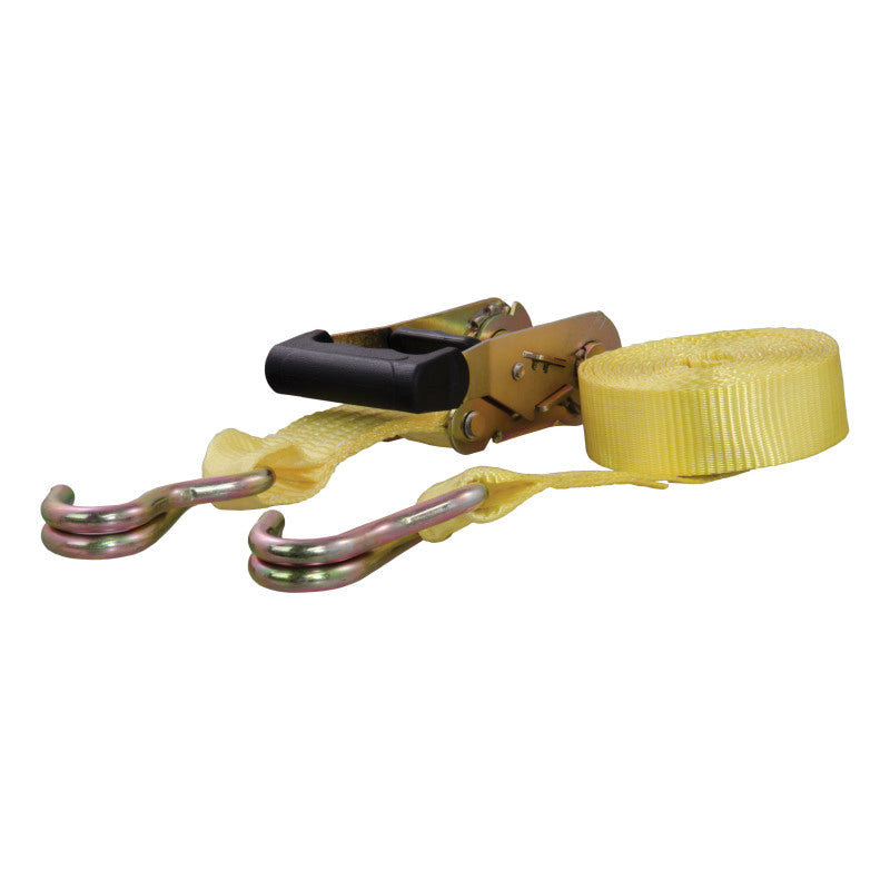 Curt 14ft Yellow Cargo Strap w/J-Hooks (1667lbs)