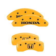 Load image into Gallery viewer, MGP 4 Caliper Covers Engraved Front &amp; Rear I-Vtec Yellow Finish Black Char 2005 Honda Accord