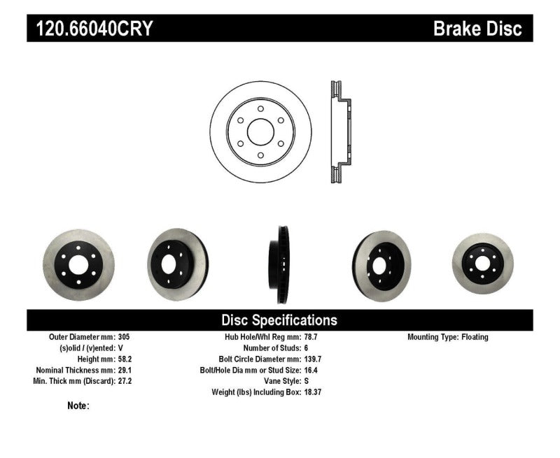 Stoptech 99-07 Chevy Silverado / 99-07 GMC Sierra Premium Front Cryo Brake Rotor