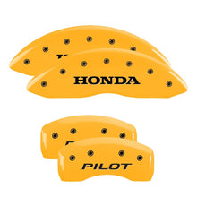 Load image into Gallery viewer, MGP 4 Caliper Covers Engraved Front Honda Rear H Logo Yellow Finish Black Char 2010 Honda Crosstour