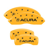 MGP 4 Caliper Covers Engraved Front & Rear Acura Yellow finish black ch