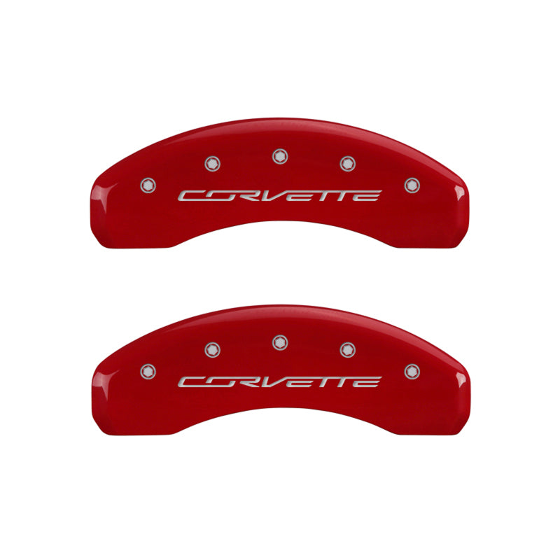 MGP 4 Caliper Covers Engraved Front & Rear C7/Corvette Red finish silver ch