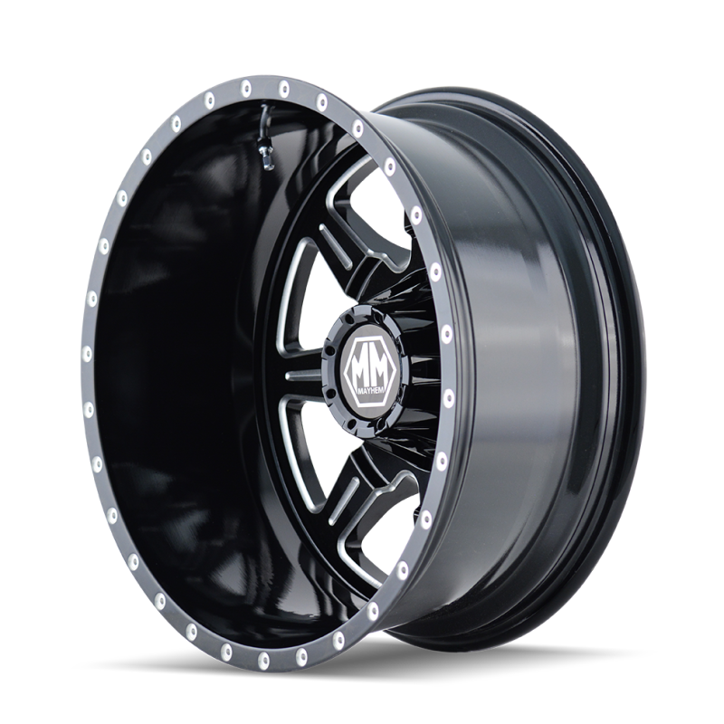 Mayhem 8101 Monstir 19.5x6.75/8x165.1 BP/-143mm Offset/121.3mm Hub Rear Black w/ Milled Spokes Wheel